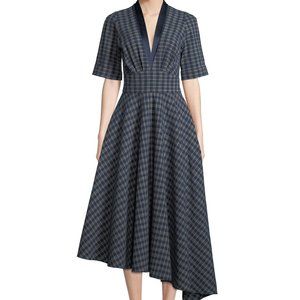Adam Lippes plaid long blue dress